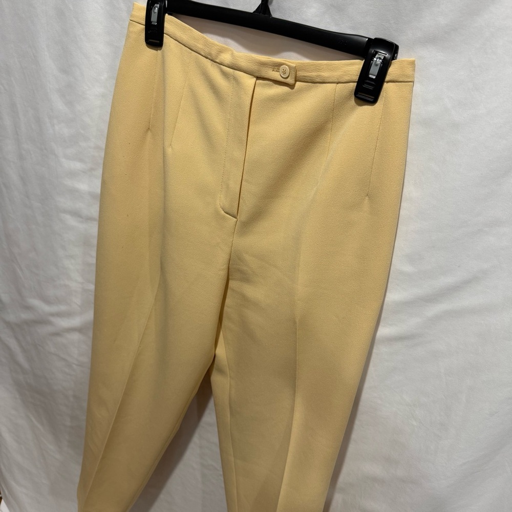 Harvé Benard Petites 8P Pale Yellow Lined Trousers High Waist  Career Pant - Picture 3 of 16